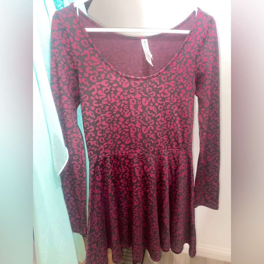 Burgendy cheetah print dress SIZE medium